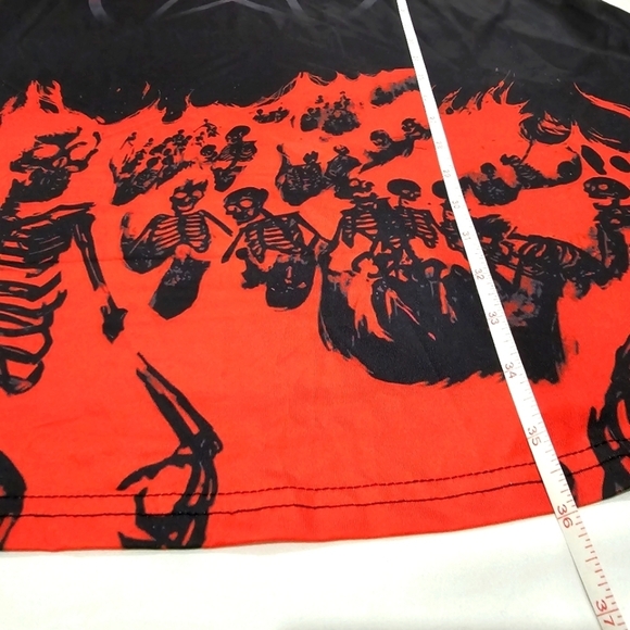 Witchy Gothic ✦ Skull & Pentacle Print A-Line Dress ✦ O-Ring Straps ✦ Red/Black - Picture 13 of 17